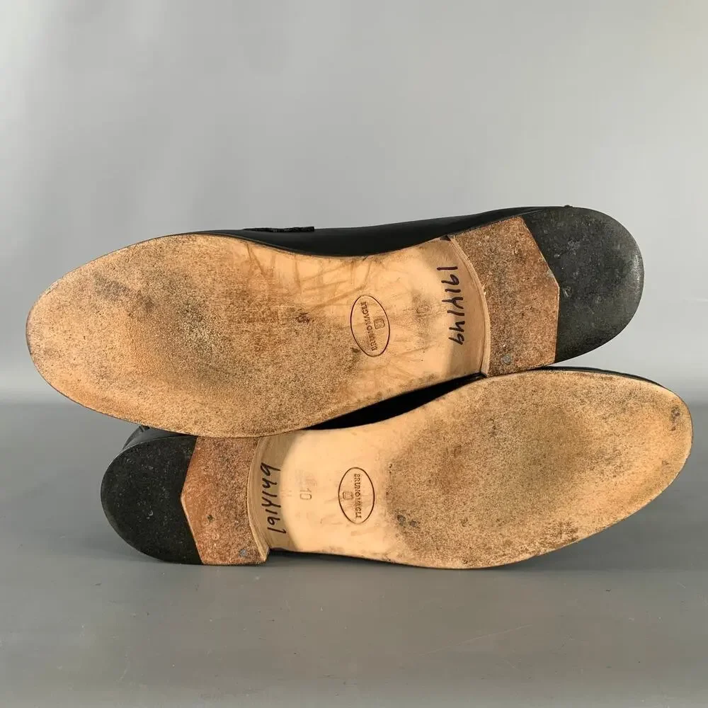 BRUNO MAGLI Size 10 Black Gold Leather Loafers - Picture 6 of 9